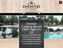 Tablet Screenshot of oakwoodrvresort.com